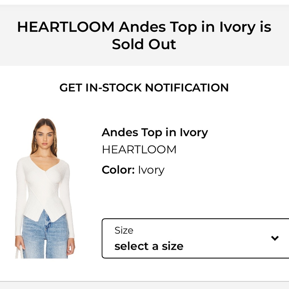 REVOLVE - Heartloom Andes Ivory V-Neck Long Sleeve Top Never worn without tags